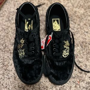 Black Velvet Vans shoes